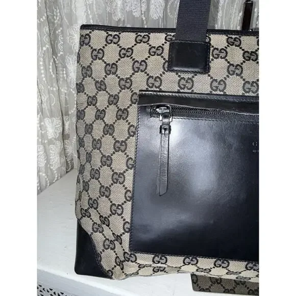 GUCCI Tote Bag GG Canvas BEIGE All-over Pattern Shoulder ladies used Italy - Picture 5 of 14